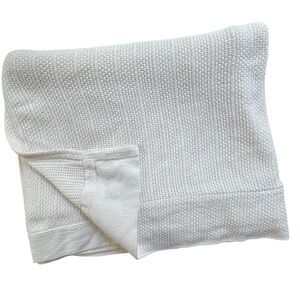 Vintage USA Made 100% Cotton White Woven Thermal Blanket, Twin